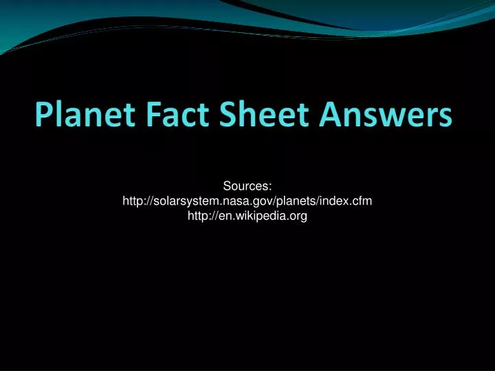 planet fact sheet answers