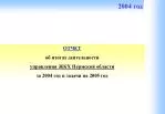 ОТЧЕТ об итогах деятельности управления ЖКХ Пермской области за 2004 год и задачи на 2005 год - slide 1