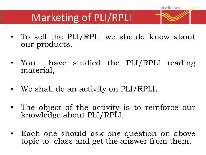 marketing of pli rpli