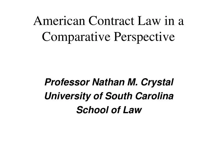 american contract law in a comparative perspective