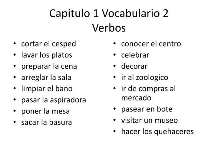 cap tulo 1 vocabulario 2 verbos