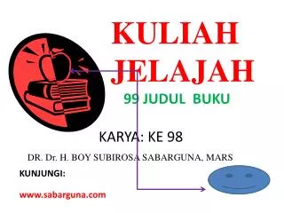 kuliah jelajah 99 judul buku karya ke 98 dr dr h boy subirosa sabarguna mars