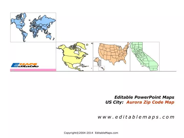 editable powerpoint maps us city aurora zip code map