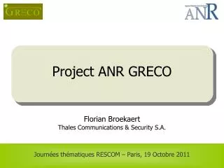 Project ANR GRECO