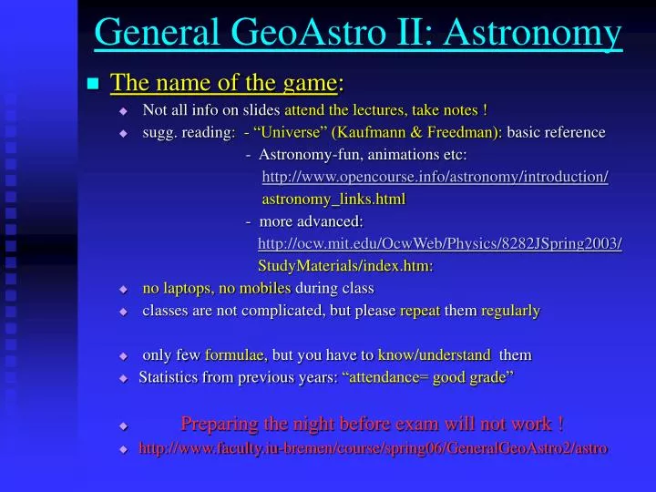 general geoastro ii astronomy