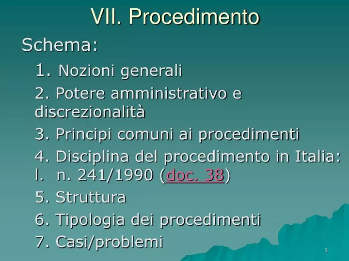 vii procedimento