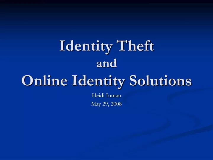 identity theft and online identity solutions