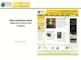 Sierra Club Green Home Webinar for Sierra Club Chapters