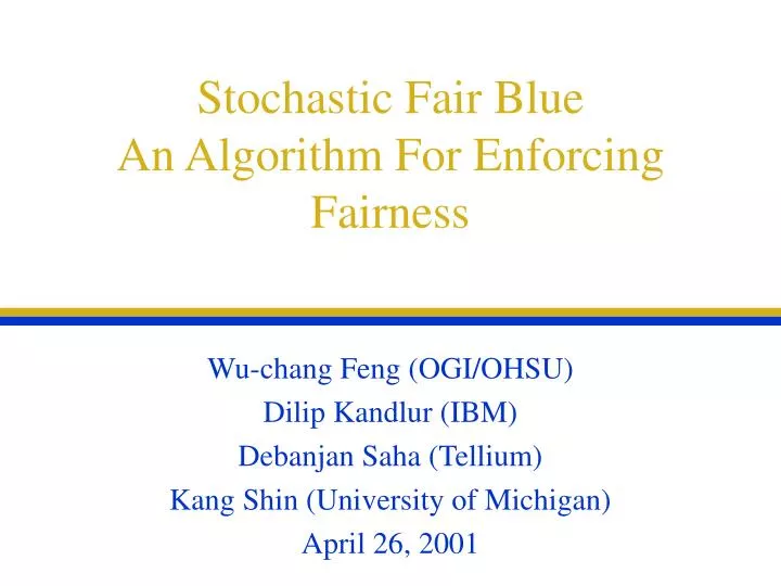 stochastic fair blue an algorithm for enforcing fairness