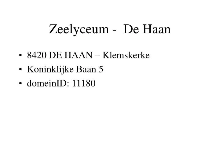 zeelyceum de haan