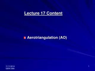 Lecture 17 Content