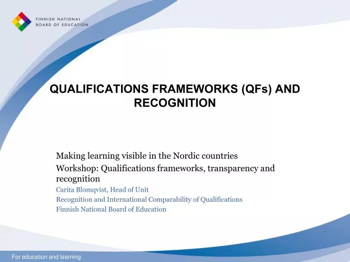 qualifications frameworks qfs and recognition