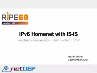 IPv6 Homenet with IS-IS