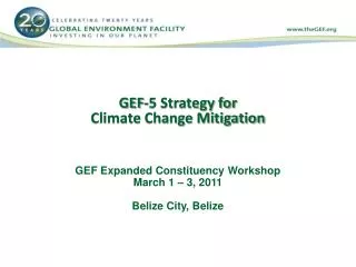GEF-5 Strategy for Climate Change Mitigation