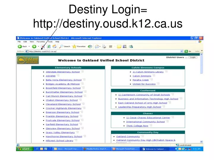destiny login http destiny ousd k12 ca us