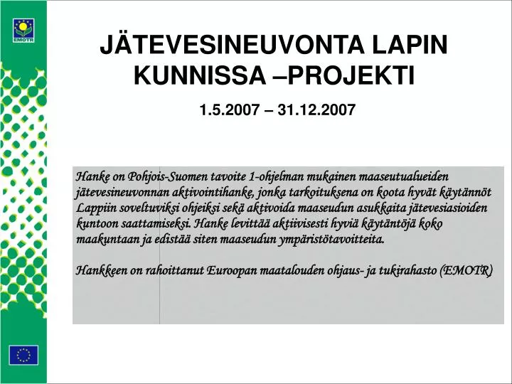 j tevesineuvonta lapin kunnissa projekti 1 5 2007 31 12 2007