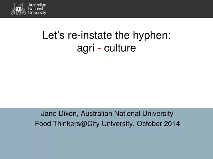 let s re instate the hyphen agri culture