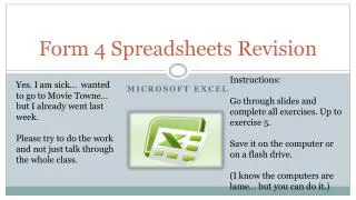 Form 4 Spreadsheets Revision