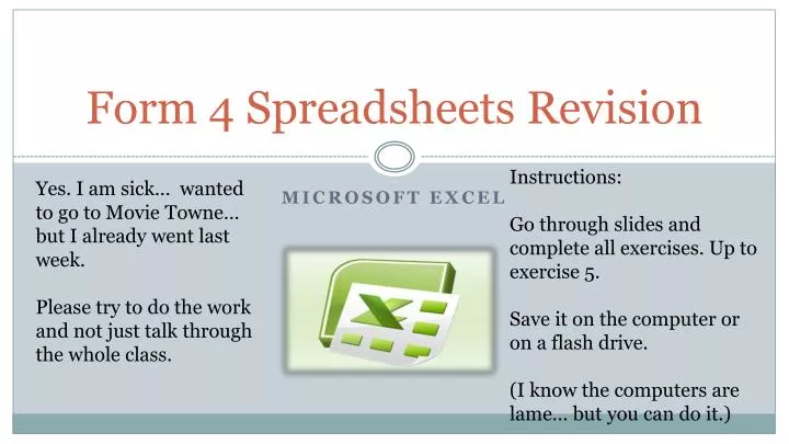 form 4 spreadsheets revision