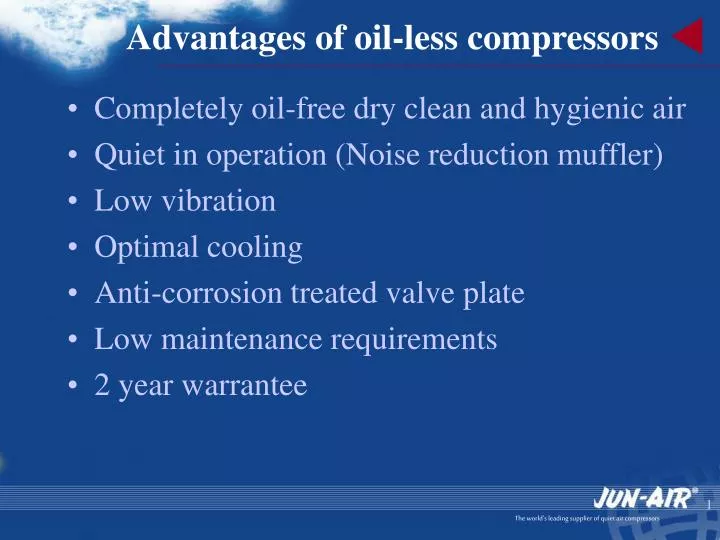 advantages of oil less compressors