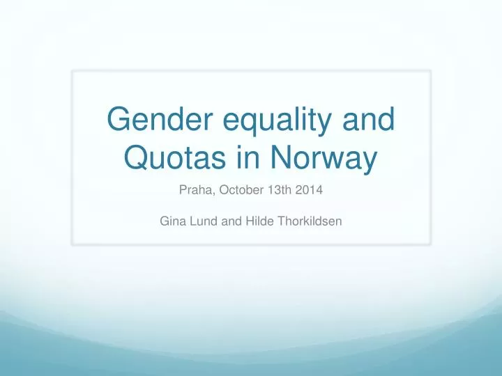 gender equality and quotas in norway