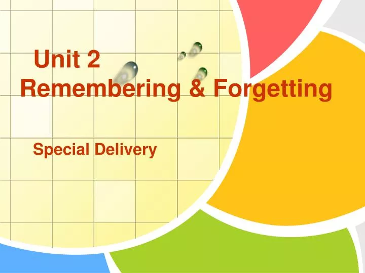 unit 2 remembering forgetting special delivery