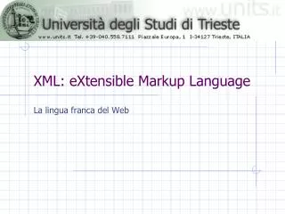 XML: eXtensible Markup Language