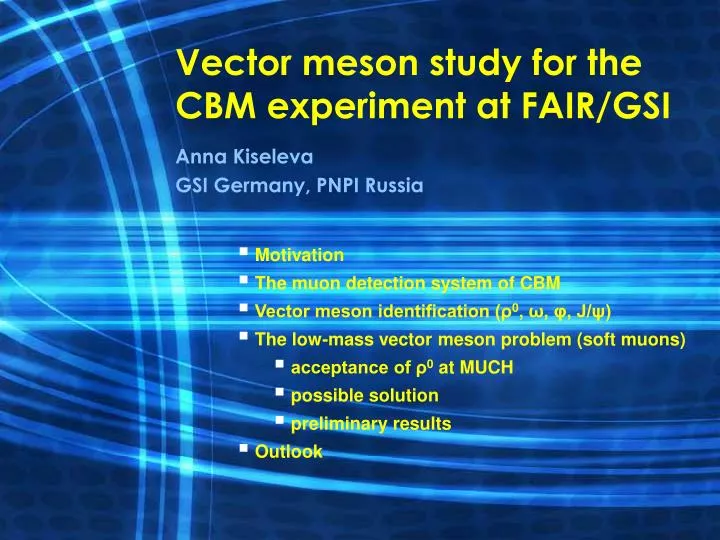 vector meson study for the cbm experiment at fair gsi
