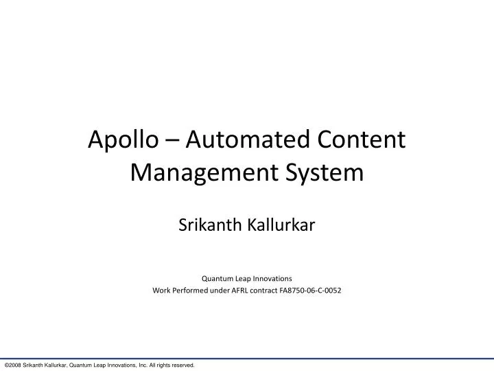 apollo automated content management system