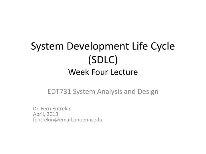 system development life cycle sdlc week four lecture
