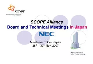 S COPE Alliance Board and Technical Meeting s in Japan