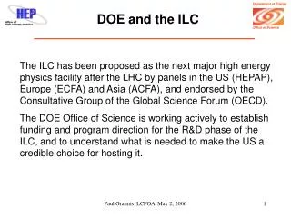 DOE and the ILC