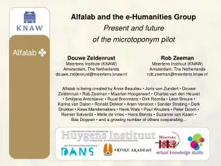Alfalab and the e-Humanities Group Present and future of the microtoponym pilot