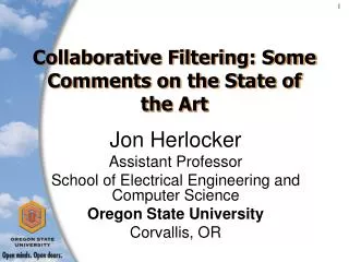 Collaborative Filtering: Some Comments on the State of the Art
