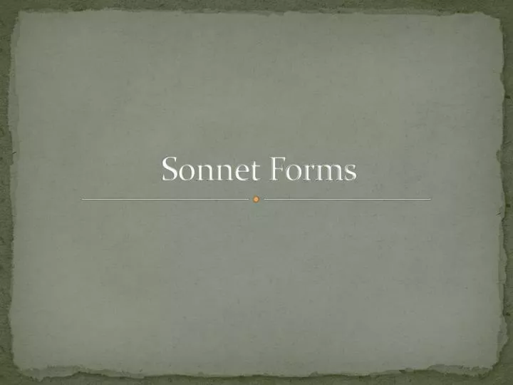 sonnet forms
