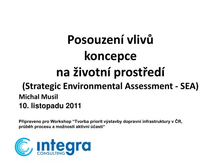 posouzen vliv koncepce na ivotn prost ed strategic environmental assessment sea