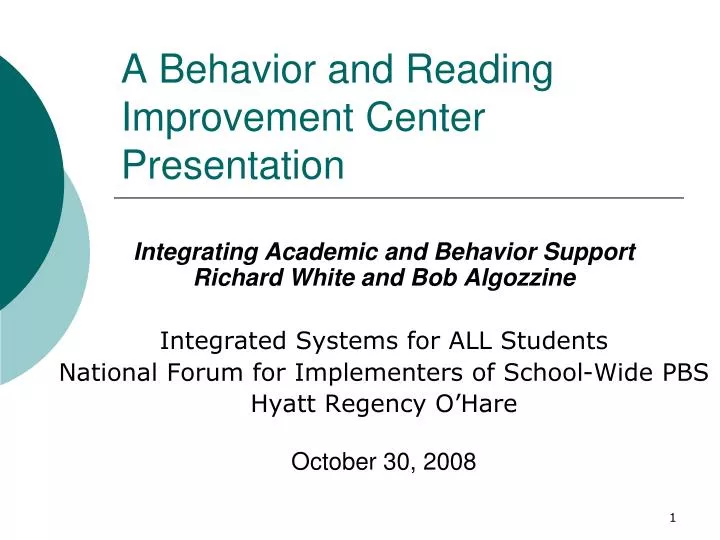 a behavior and reading improvement center presentation