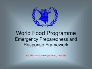 Overview of WFP Mandate Operations WFP Emergency Preparedness and Response