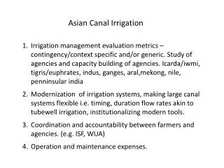Asian Canal Irrigation