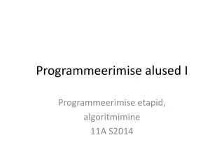 programmeerimise alused i