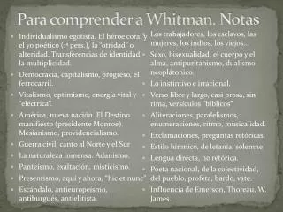 para comprender a whitman notas
