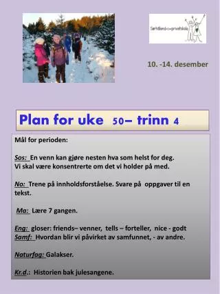 plan for uke 50 trinn 4