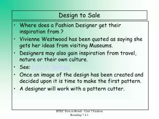 Design to Sale