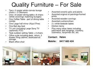 Quality Furniture – For Sale