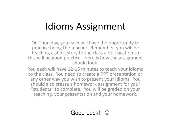 idioms assignment
