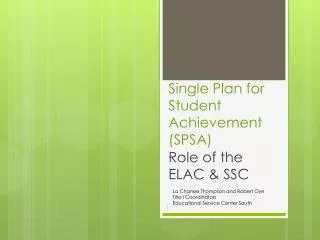 Single Plan for Student Achievement (SPSA)