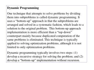 Dynamic Programming