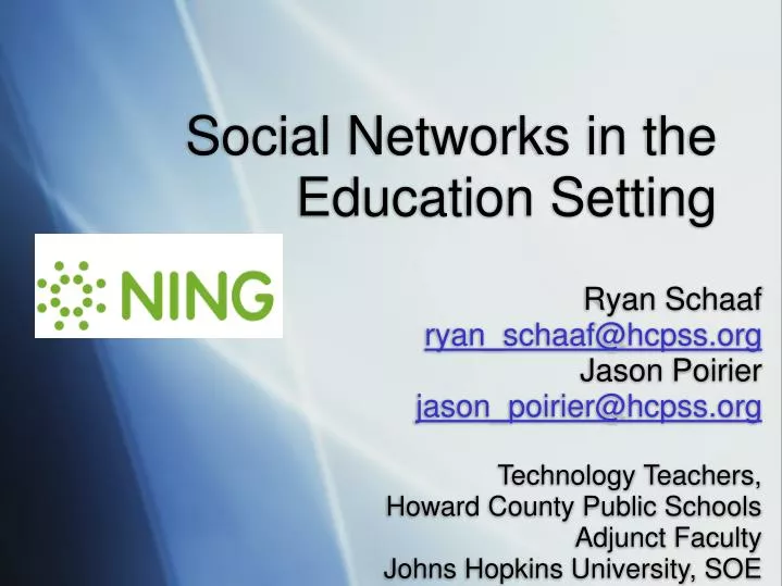 social networks in the education setting
