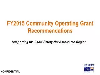 FY2015 Community Operating Grant Recommendations
