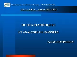 outils statistiques et analyses de donnees